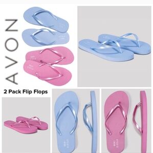 Avon Dual Pack Blue and Pink Flip Flops Size 11-12